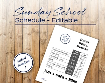 小さな子供向けの編集可能な日曜学校のスケジュール