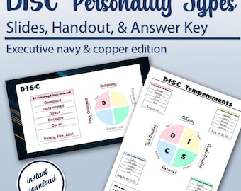 DISC Personality Types Worksheet, Answer Key & Slides: Executive Edition