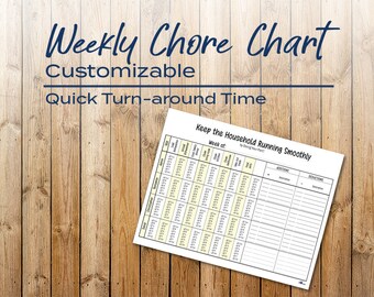 Personalized Weekly Chore Chart - Etsy