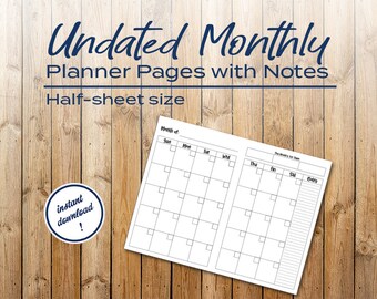 日付なしのメモ欄付き月間プランナー