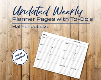 日付なしウィークリープランナー（毎日のチェックリスト付き）