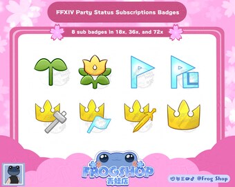 FFXIV Party Status Sub Badges: Twitch Streaming Assets (Digital File)