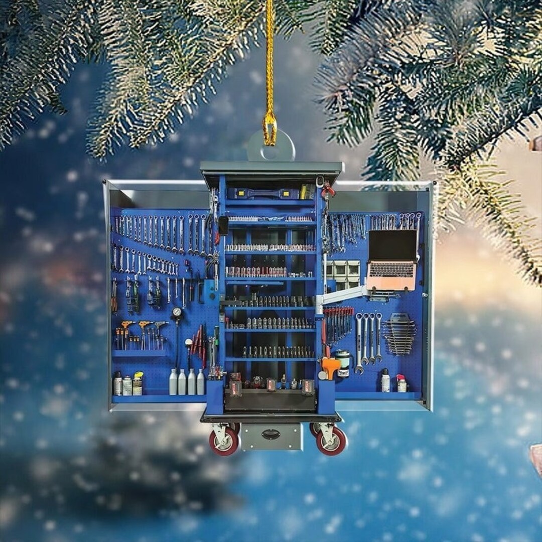 Mechanic Tool Box Hanging Ornament, Christmas Tree Mechanic Repair Shop