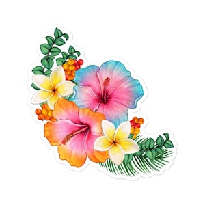 Tropical Flowers Waterproof Vinyl Sticker