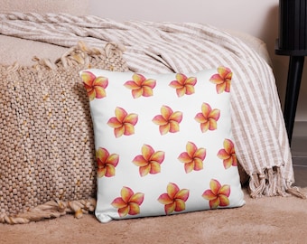 Cojín decorativo de plumeria rosa