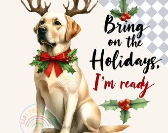 Labrador Retriever navideño PNG / Amante de los perros navideños (Descarga digital)