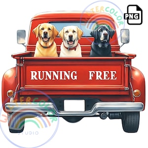 Patriotic Labrador Truck PNG: American Flag Hunting Dog (Digital Download)