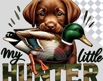 Chien de chasse et canard PNG : Little Hunter sublimation (téléchargement numérique)