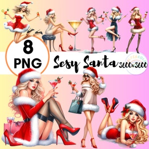 8 Sexy Weihnachtsmann Mädchen Weihnachten PNG | Bodybuilder Weihnachtsmann | Aquarell Clipart | Lustige Weihnachten | Digitaler Download | Weihnachtsmann PNG |