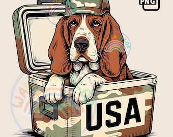 USA Camo Hunting Dog PNG: Retriever Graphic (Digital Download)