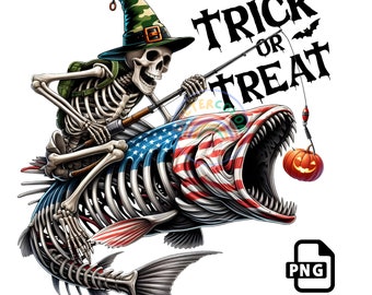 3 Trick or Treat Fish skeleton PNG | Halloween skeleton |  Fishing Hunter | | Funny Fishing png |fish hunting halloween | mens fishing png |