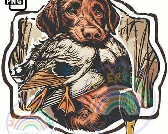 Labrador cazando patos PNG: Clipart de retriever (Descarga digital)