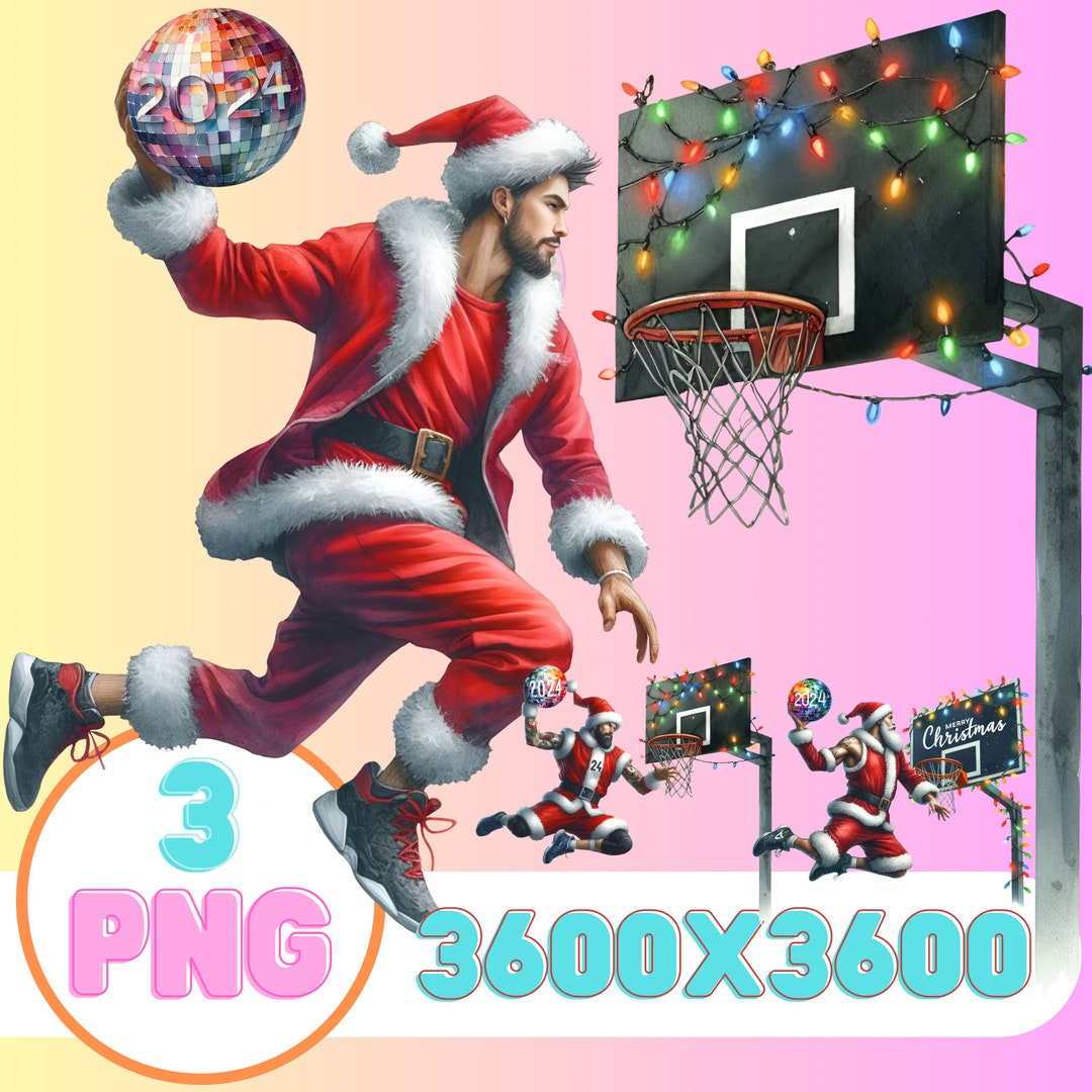 3 Santa Basketball Christmas Christmas Santa Play Football Etsy Canada