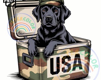 USA Camo Hunting Dog PNG: Retriever Graphic (Digital Download)