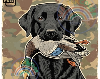 Camo Dog Hunting PNG: Mallard Retriever Clipart (Digital Download)