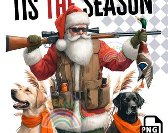 Camo Weihnachtsmann Jagdhund PNG | Weihnachts-Sublimationsdruck (Digitaler Download)