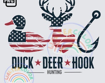 Duck Hook Deer PNG: Hunting & Fishing USA Camo Design (Digital Download)