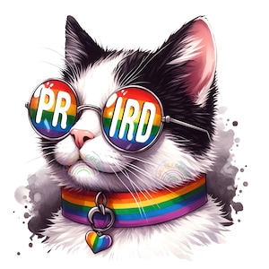 LGBTQ Pride-maand | Kat LGBTQ Png | Trots png | gay pride-png | lgbt-regenboog | kat png |  Lesbische png | Digitaal bestand | Directe download