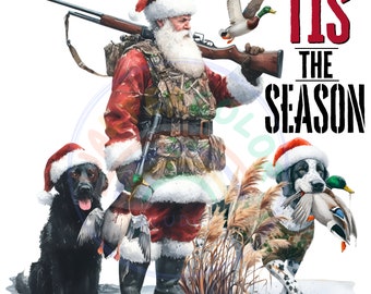 Camo Santa Hund jagt PNG: Weihnachtsente Sublimation (Digitaler Download)