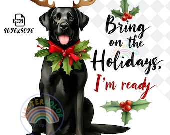 Labrador Retriever navideño PNG: Diseño navideño para amantes de los perros (Descarga digital)