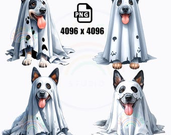 Blue Heeler Ghost Dogs Halloween PNG (Digital Download)