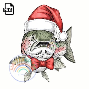 Funny Santa Fishing PNG Bundle: Christmas Fisherman Shirt Design (Digital Download