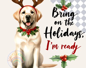 Labrador Retriever navideño PNG / Diseño para amantes de los perros (descarga digital)