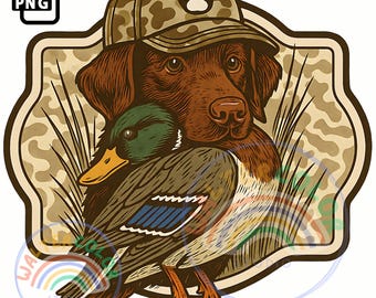 Pato Labrador cazando PNG: Clipart de Mallard Retriever (Descarga digital)
