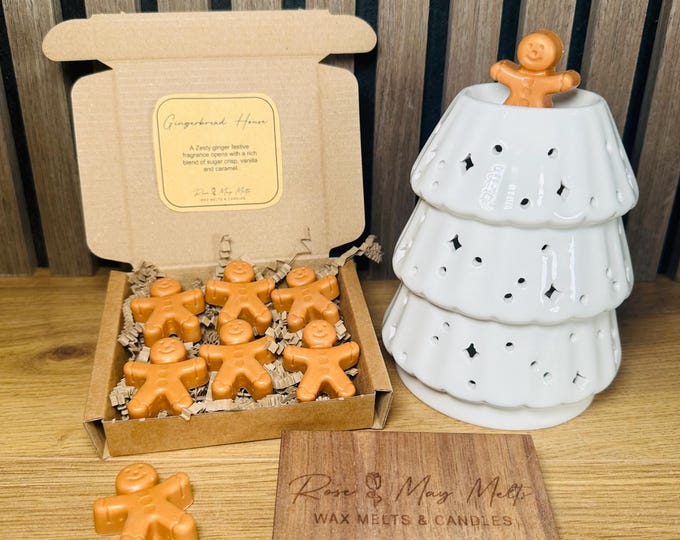Featured listing image: Gingerbread Men Wax Melt Set: Handmade Soy Wax Melts, Long Lasting Scent
