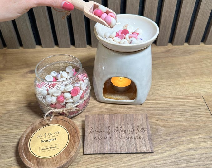 Featured listing image: Handmade Soy Wax Melt Scoopies: Reusable Glass Jar, Long Lasting Fragrance