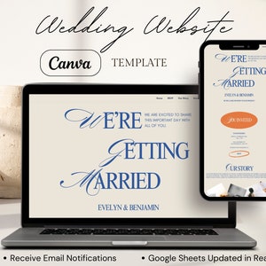 Modern Canva Wedding Website Template, Digital Invitation, Canva Website Template, Aesthetic Wedding Website, Editable Wedding Website