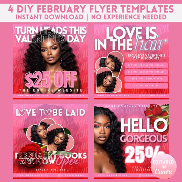 DIY February Valentine's Day Flyer, Sales Flyer, DIY Customizable Business Flyer, Instagram Sale Flyer