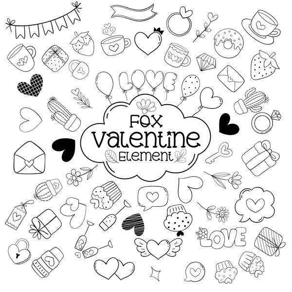 Valentine Doodle Dingbats Font - For Digital Planner, GoodNotes, Noteshelf, Procreate & more apps, Valentine Doodles, .TTF .OTF .WOFF File