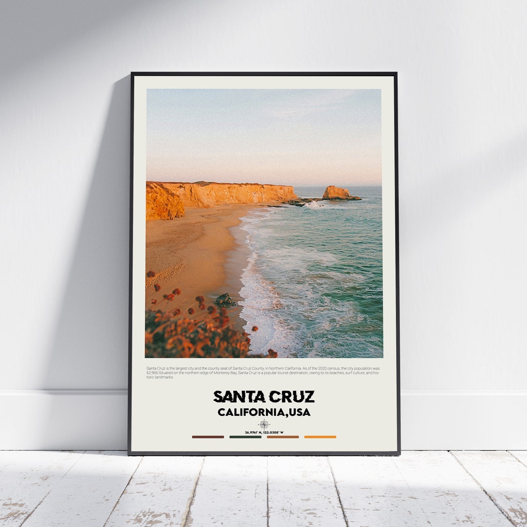 Digital Oil Paint, Santa Cruz Print, Santa Cruz Wall Art, Santa Cruz