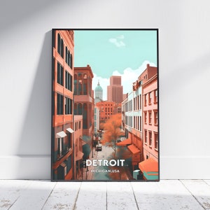 Detroit Stadt Druck, Detroit Reise Poster, Jersey Reise Geschenk, Detroit Wandkunst, Detroit Digitaler Download, Detroit Poster