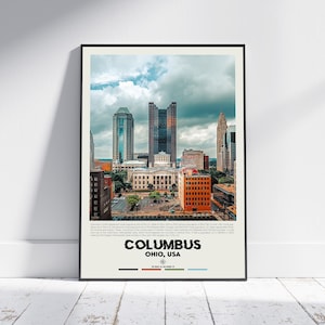 Digital Oil Paint, Columbus Print, Columbus Wall Art, Columbus Poster, Columbus Photo, Columbus Poster Print, Columbus Decor, Ohio Print