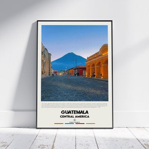 Pintura al óleo digital, impresión de Guatemala, arte mural de Guatemala, póster de Guatemala, fotografía de Guatemala, impresión de póster de Guatemala, decoración de pared de Guatemala