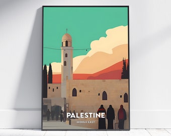 Impressão da cidade da Palestina, pôster de viagem da Palestina, presente de viagem para o Oriente Médio, arte de parede da Palestina, download digital da Palestina, pôster da Palestina