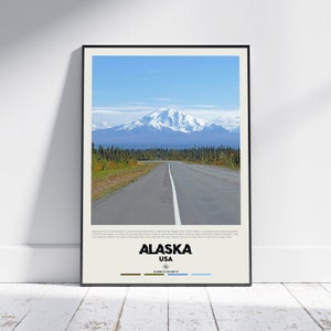 Digitale olieverf, Alaska print, kunst aan de muur Alaska, Alaska poster, foto Alaska, Alaska poster print, Alaska muur decor, Verenigde Staten afdrukken