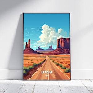 Utah City Print, Utah Travel Poster, Oregon Travel Gift, Utah Wall Art, Utah Digital Download, Utah Poster