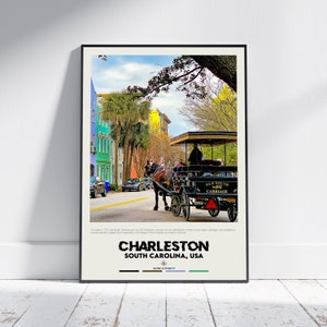 Digitale olieverf, Charleston-afdruk, Charleston-muurkunst, Charleston-poster, Charleston-foto, Charleston-posterafdruk, Charleston-decor