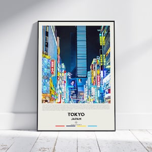 Pintura al óleo digital, Impresión de Tokio, Arte mural de Tokio, Póster de Tokio, Foto de Tokio, Impresión de póster de Tokio, Decoración de pared de Tokio, Impresión de póster de Japón, Asia