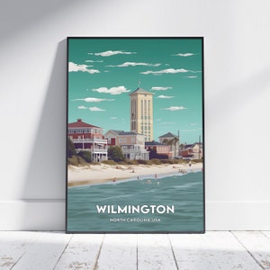 Wilmington City Print, Wilmington Travel Poster, North Carolina Travel Gift, Wilmington Wall Art, Wilmington Digital Download
