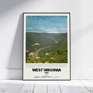 Digital Oil Paint, West Virginia Print, West Virginia Wall Art, West Virginia Poster, West Virginia Photo, West Virginia Decor, USA Print