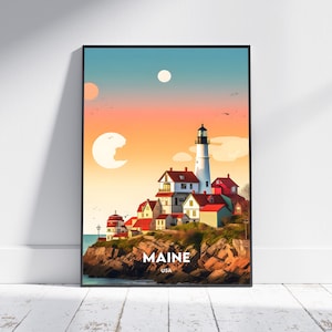 Maine Stadt Druck, Maine Reise Poster, USA Reisegeschenk, Maine Wandkunst, Maine digitaler Download, Maine Poster