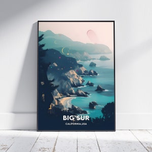 Big Sur City Print, Big Sur Travel Poster, California Travel Gift, Big Sur Wall Art, Big Sur Digital Download, Big Sur Poster