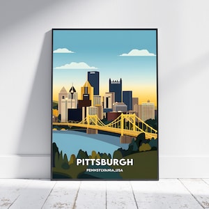 Pittsburgh City Print, Pittsburgh Travel Poster, Pennsylvania Travel Gift, Pittsburgh Wall Art,Pittsburgh Digital Download,Pittsburgh Poster