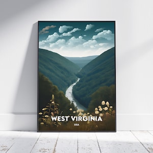 West Virginia Poster, West Virginia Travel Poster, Usa Travel Gift, West Virginia Wall Art, West Virginia Digital Download