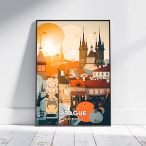 Prague City Print, Prague Travel Poster, Czech Republic Travel Gift, Prague Wall Art, Prague Digital Download, Prague Poster
