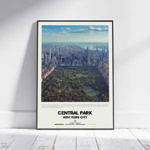 Pintura al óleo digital, impresión de Central Park, arte mural de Central Park, póster de Central Park, fotografía de Central Park, impresión de póster de la ciudad de Nueva York, Nueva York